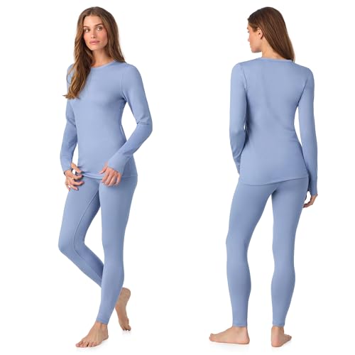 Image of Cuddl Duds Womens Heavyweight Cold Weather Fleece Lined Thermal Set - Long Sleeve Top & Leggings - Winter Lounge Sets