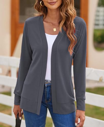 Image of Hount Womens Long Sleeve Open Front Knit Cardigans Casual Comfy Lightweight Cardigan Sweater