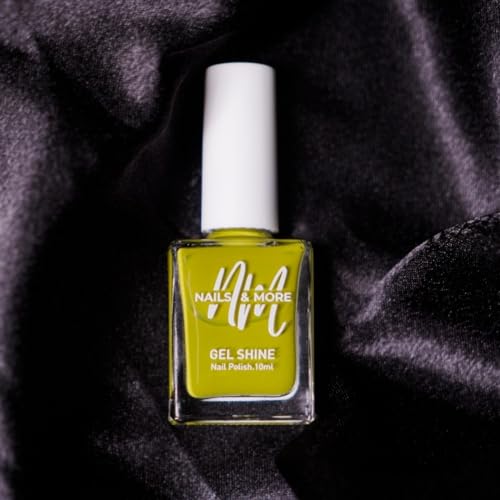 Image of Nails & More Neon Green Nail Polish, Argan Oil-Infused Gel Shine, Vibrant Yellow-Green Nails, Unique Shade | 10ml
