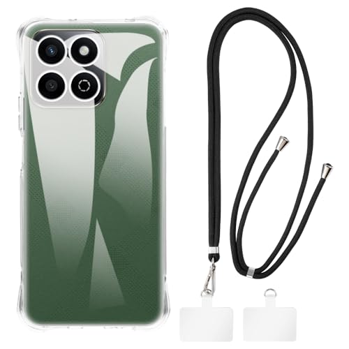 Shantime �P�[�X�ƃN���X�{�f�B�X�g���b�v�Z�b�g Huawei Honor 200 Smart 5G Global �Ƃ̌݊������� �g�уJ�o�[�Ƌ����o�b�N���t�������\�l�b�N�X�g���b�v�����2���̃p�b�`�t��(�N���A + �u���b�N)