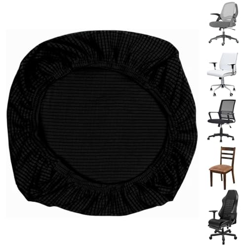 BUKYCAT Ajustable Funda Silla Oficina con Fundas 38-48cm, Funda Elástica para Silla De Oficina, Funda para Silla de Oficina, Funda Elástica Silla, Simplista Funda Elástica (Negro)