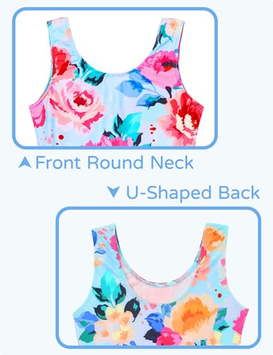 Image of Snowheart Girls Bathing Suit Toddler Swimsuit Girl Hawaiian Floral Ruffle One-Piece Breathable Swimwear 4-10T