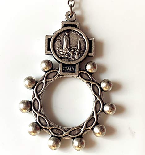elegantmedical HANDMADE vintage silver rose beads Catholic OUR LADY OF FATIMA Rosary Necklace Cross Gift Box Italy crucifix4