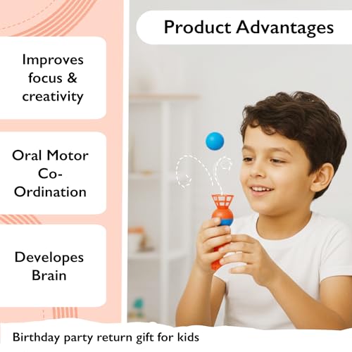 Image of SNAPTRON Return Gifts for Kids, 6Pcs Magic Blow Pipe & 12Pcs Floating Ball Birthday Return Gift for Kids Creative Magic Blowing Ball Toy Party Game for Kid & Adults