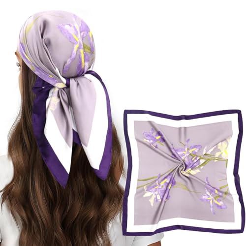 Image of SANNIDHI Silk Like Head Scarf for Women Stylish Vintage Hair Scarf Floral Print Square Bandana Gift