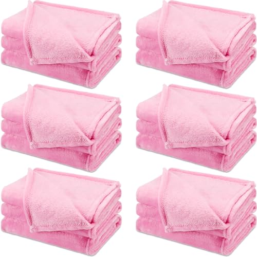 SmoothNovelty 6 Pcs Fleece Sleepover Blankets for Girls Soft Fuzzy Throw Blanket Bulk Warm Flannel for Spa Slumber Movie Night Wedding(Pink,40 x 60 Inch)