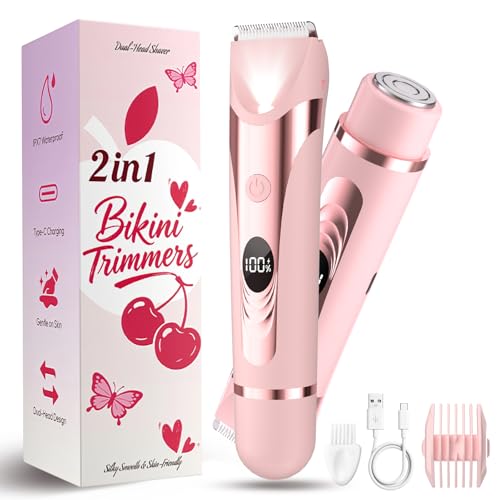 Recortadora de bikini 2 en 1 con cabezales intercambiables para una depilación corporal indolora