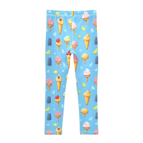 Ice Cream Fruits Blue Girls Casual Leggings for Kids Printed Long Pant Bottoms Stretch and Soft2