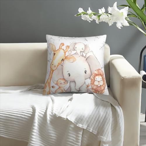 Africa Safari Animals Kids Pillow Nursery Decoration Velvet Throw Pillow Covers Sofa Pillowcase Car Square Throw Pillowcases Home Decoration 10x10Inch, Style 3, WXB6666 - Image 6