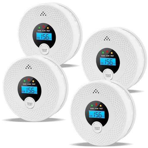 4 Pack Smoke and Carbon Monoxide Detector with Test Button,