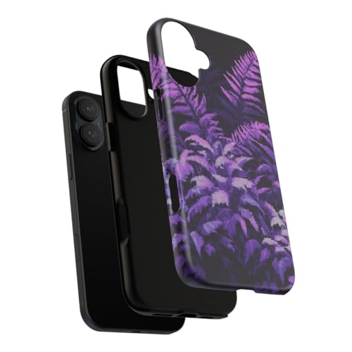 Coque iPhone 16 Plus rigide mate Pixel Art Purple Ferns - 3