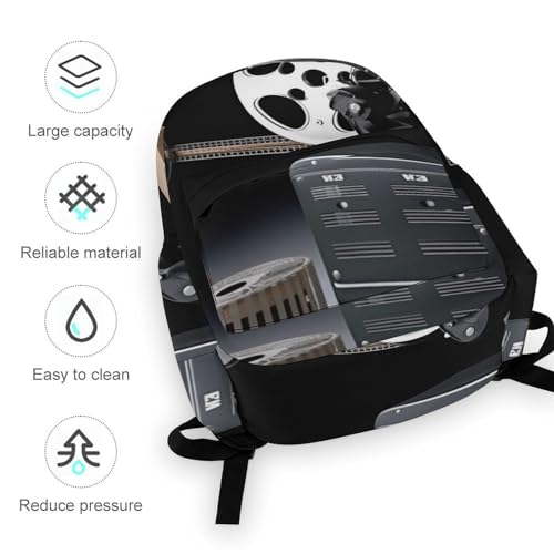 Mochila casual para laptop con estampado de película de proyector, bolso de hombro para viaje para hombres y mujeres miniatura 6
