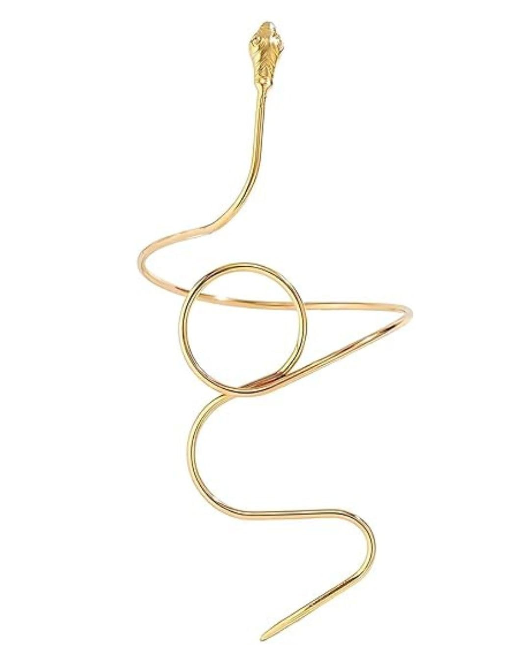 Elegant Gold-Tone Snake Spiral Armlet for Women | Adjustable Upper Arm Cuff Bracelet | Boho Minimalist Bajuband Jewelry-image-5