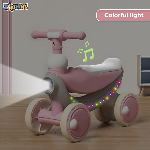 Image of Toyshine Musical Twist Scooter for Kids | Light Up Ride-On Car, Fun Twisting Bike with Music & LED Wheels for Kids Boys Girls Age 1-3 (Pink Mushroom)