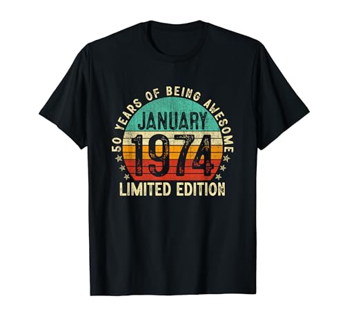 Regalo de 50 cumpleaños vintage nacido en enero de 1974 con 50 años Camiseta