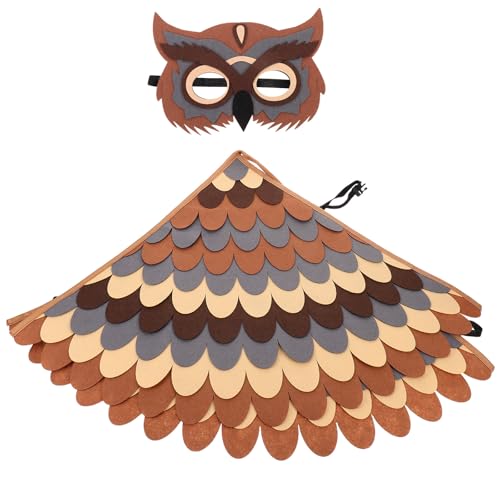 UPKOCH Disfraz de Búho para Pequeño Traje de Cosplay de Pájaro Alas de Fieltro Ligero y Cómodo Color Marrón Adecuado para Halloween y Juegos de Rol Infantiles