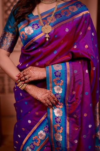 Image of SGF11 Women's Kanjivaram Pure Soft Silk Saree With Unstitched Blouse Piece