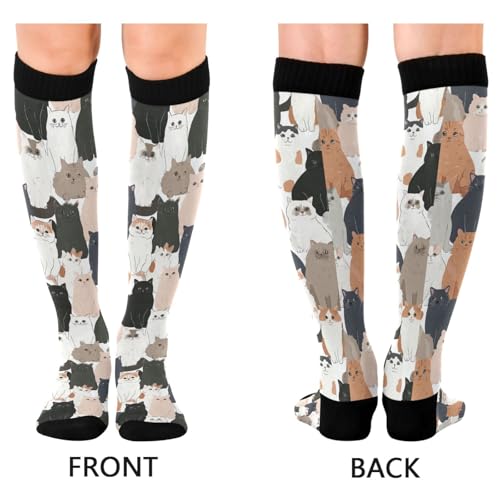 Image of Wusikd Cats Compression Socks for Women and Men Circulation Cute Long Socks for Athletic Running 1