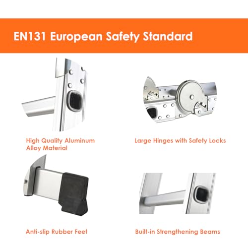 TOPWAY Aluminium Multi-Purpose Combination Ladder 3.6M Foldable Step Ladder 150kg Capacity 12 Runges for Outdoor Indoor Construction Sites (4 x 3 Steps) 4 TOPWAY Aluminium Multi-Purpose Combination Ladder 3.6M Foldable Step Ladder 150kg Capacity 12 Runges for Outdoor Indoor Construction Sites (4 x 3 Steps) - Image 4