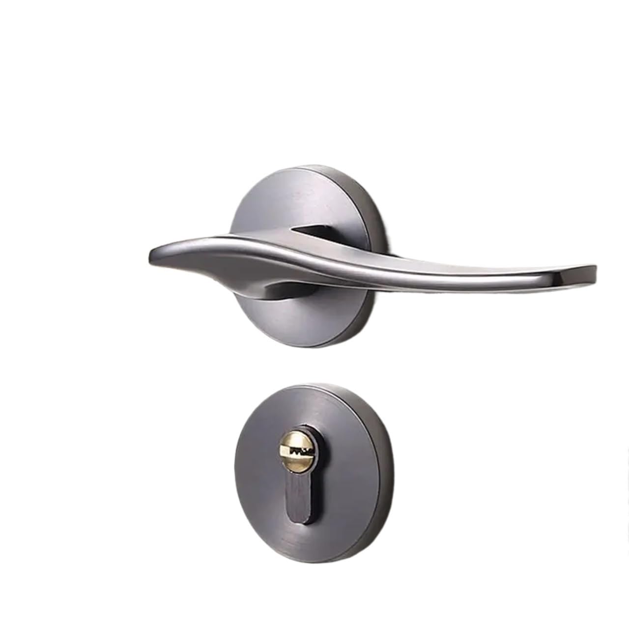 Black Door Handle Indoor Mechanical Lock 1Pcs(Grey-Door Lock)
