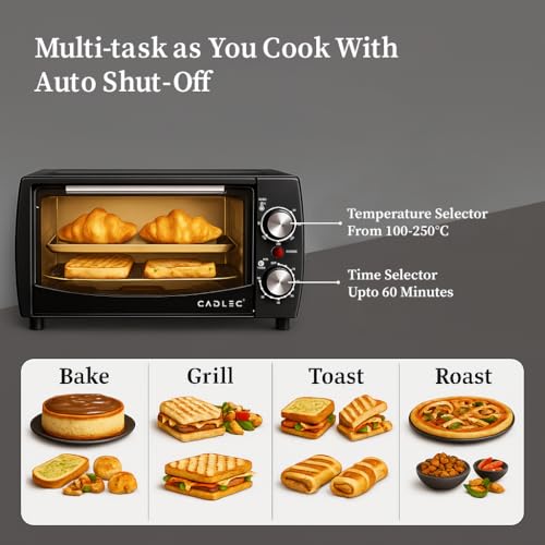 Image of Cadlec Cruise Pro 12L Multi-Function OTG for Kitchen, 1000W Oven Toaster Griller, Bake Grill Toast, Oven for Baking, Adjustable Temperature & Timer, Black, 2 Year Warranty