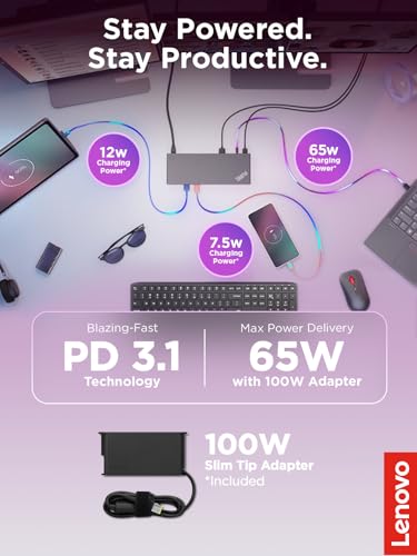 Image of Lenovo ThinkPad USB4 Dock 5000, 40Gbps Bandwidth, Universal Compatibility, 65W Charging, Multiple Display Support, Black