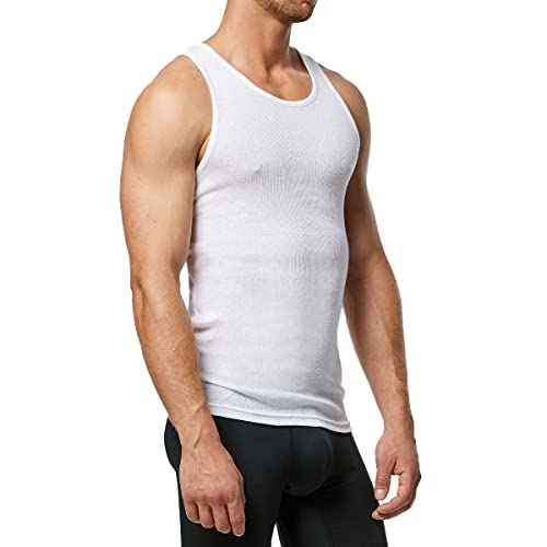 New Balance Men's Cotton Performance Rib Sleeveless Tank Top Undershirt (4 Pack), White/White/White/White #TOP3