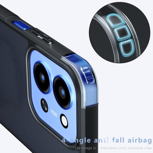 Image of Matte PC+TPU Back Cover Case for Redmi 15C 5G / Poco C85 5G, Air Bag Protection, Anti-Fingerprint, Never Turns Yellow, Micro Arc Edge, Skin-Friendly Feel, Black