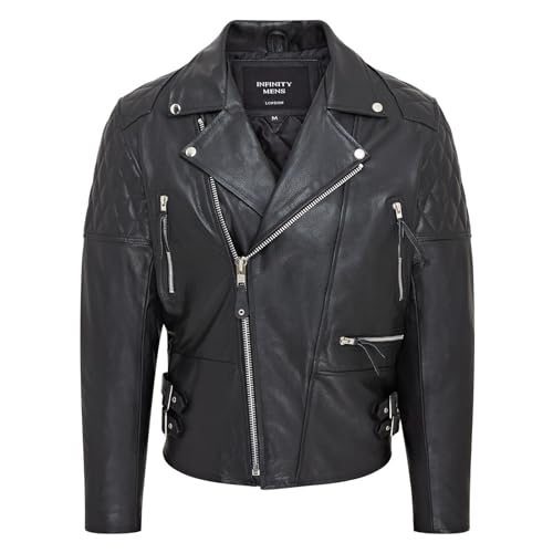 Mens Cowhide Leather Brando Biker Jacket