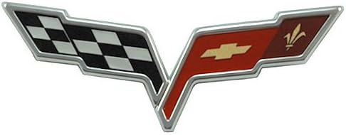 Miniatura 1 de Insignia banderas cruzadas cofre delantero Corvette C6 2005-2013, emblema de fábrica OEM
