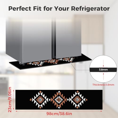 Image of Fridge Mat - 9.1 inch x 38.6 inchRefrigerator Mats with Water Absorbent, Leak-Proof Rubber Backing, Easy to Clean, Bohemian Design, Protect Floors from Spills (Diamond)