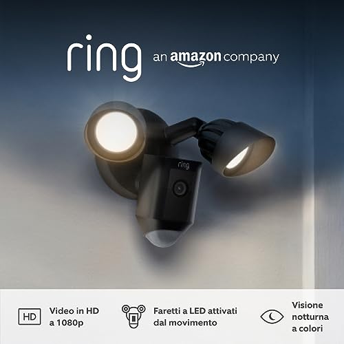 Ring videocamera Plus con proiettori cablata (Floodlight Cam Wired Plus) | Telecamera di sorveglianza HD per esterno con audio bidirezionale, sirena | Ring Home: 30 gg. prova gratuita, 2 telecamere - Vista 9