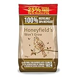 No Grow Bird Seed Mix for Wild Birds - Wild Bird Food for Small Birds for Patios and Non-Grass Areas, Kibbled Sunflower Hearts, Kibbled Peanuts, Ground Feeding and Bird Tables (5kg) - Honeyfield’s