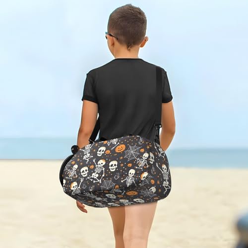 Duffle Bag for Boys or Girls with Shoes Compartment, Halloween Pattern F Sports Travel Bag Overnight4