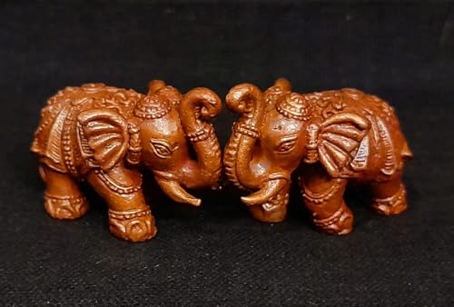 Image of Copper Idols India, 1 inches, Handmade Paired Elephant Idol 60 Gram, Patina Antique Finish, Pack of 2 Piece