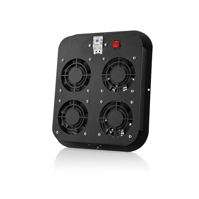 Free‑Standing 4‑Fan Cooling Module – Analog Thermostat & On/Off Switch – Quiet Rack Ventilation