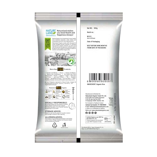Image of Natureland Organics Rice Poha 500 Gm - Organic Healthy Poha (Pack of 2)