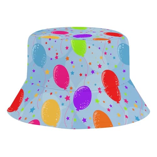 Cartoon Birthday BalloonsChildren's Bucket Hat for Boys and Girls, Breathable Summer Beach Hat54cm