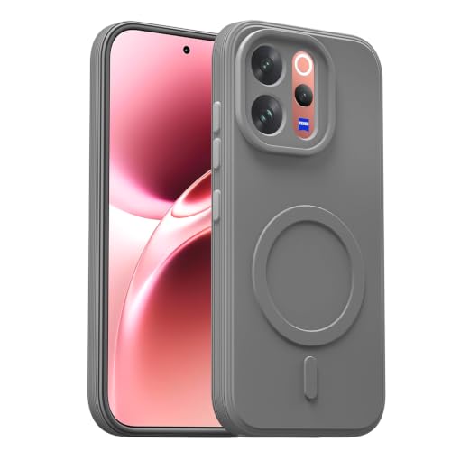 Image of Outlouders Back Cover for Vivo V70 5G | Soft Matte Silicone | Slim Fit | Magnetic-Safe Logo Design (Magnetic-Safe Not Compatible) | Shockproof | Camera Protection Bumper Case (Grey)