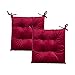 Stuhlkissen mit Bändern 2er Set, Chickwin Sitzkissen Gefüllt Dekokissen Zierkissen Gartenkissen für Gartenstuhl, Küche oder Esszimmerstuhl Indoor und Outdoor (40x40cm,Rot)