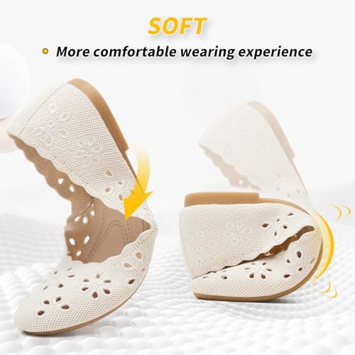 Image of BABUDOG Mesh Ballet Flats Shoes for Women,Womens Flats Dressy Comfortable,Women's Dress Shoes with Flower Eyelets,Slip on Casual Walking Flats