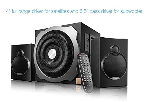 Image of F&D A521X 2.1 Channel Multimedia Speaker (Black) | Wireless Bluetooth Speakers | Subwoofer Satellite Speakers /USB /SD Card | Home Theatre | Powerful Bass | Speaker for Laptop, Pc & Mobile