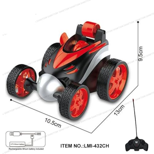Image of SHAKTISM Remote Control Stunt Car, 1:24 Scale, 360-Degree Rotation, Rechargeable RC Vehicle with High-Speed Performance, Shockproof Tyres, Random Colour, for Kids 3+ Years