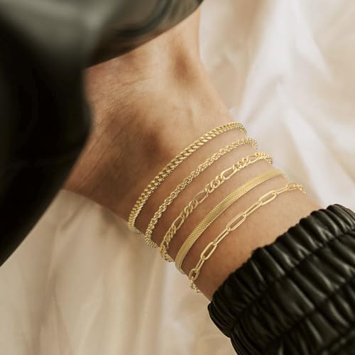 Image of AOZEL Gold /Silver Plated Anklet Bracelets for Women Waterproof Plus Size Cuban Link Chain Ankle Bracelet for Large Ankle 9-12inch