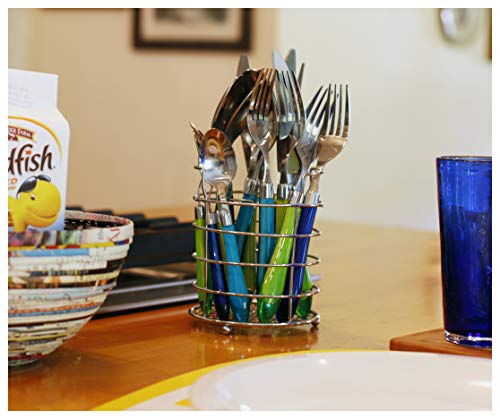 Image of Gypsy Color Sea Green & Blue Mix & Match Stainless Steel Flatware Collection, Set of 16