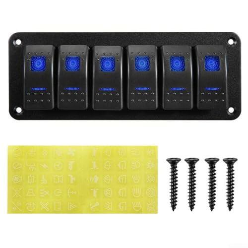 Impermeabile IP67 12V 6 Gang Rocker Interruttore Pannello Con Luci LED Per Marine, Barca, RV, E Camion Elettrico Controllo Attrezzature