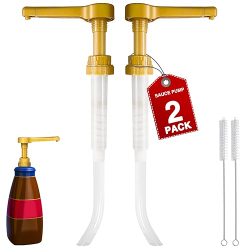 2Pcs Gold Sauce Pump Dispenser for 64 oz Chocolate Pumpkin