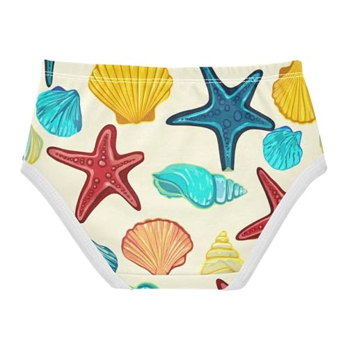 Cotton Toddlers Underwear Floral Seashells Starfish Sea Animal Girl Panties Cute Durable Underpants Briefs 2t2