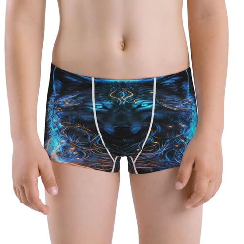 Boys' Cotton Boxer Brief Soft Underwear-Cool Blue Light Wolf