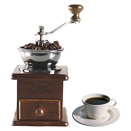 Macina Caffè Manuale, Macinacaffè Manuale Vintage, Macchina da Caffè in Legno a Manovella, Macinino a Mano per Chicchi di Caffè/Spezie/Pepe, Macinino Ceramica per Casa Ufficio Cucina Viaggi Campeggio